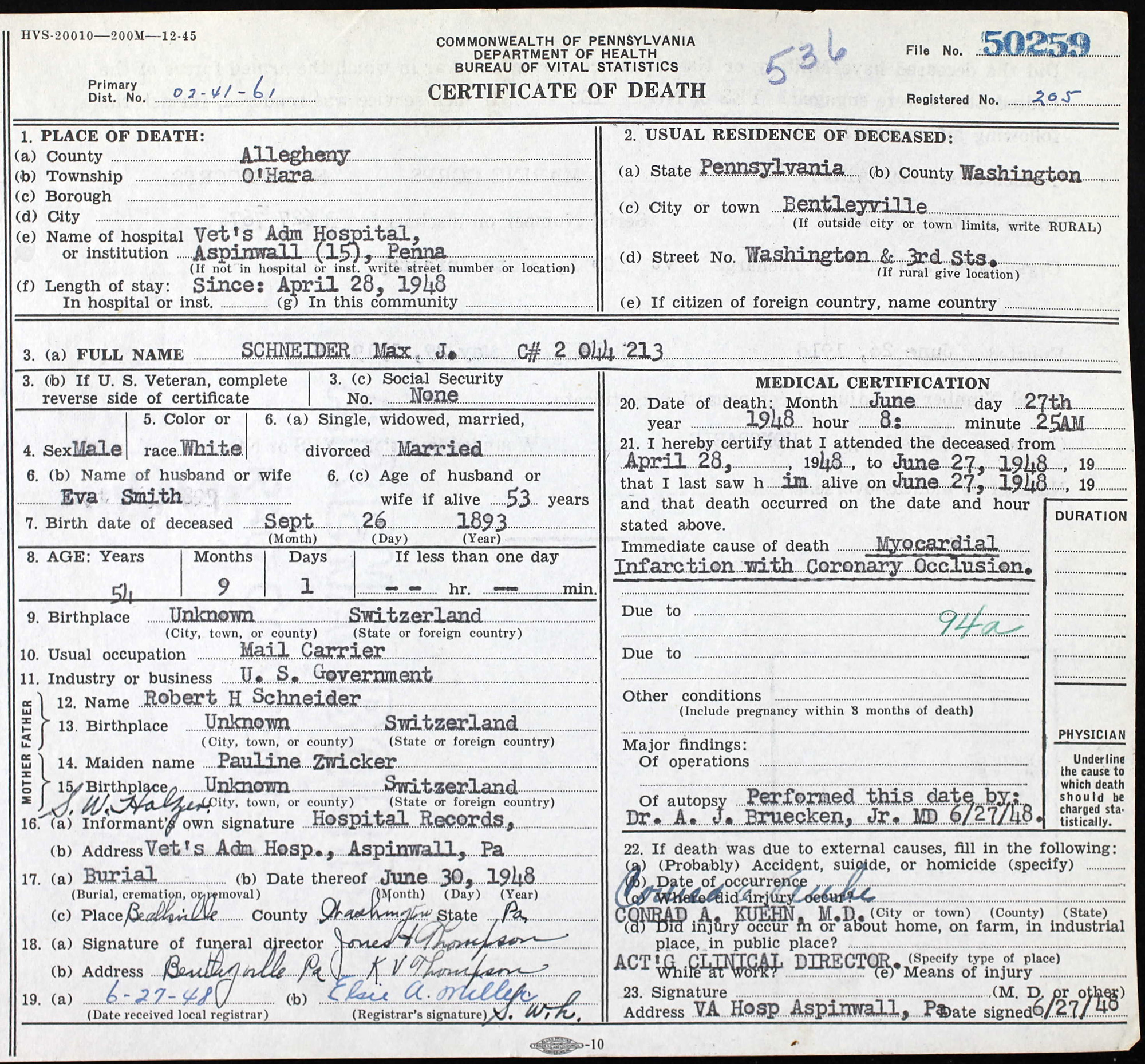 death certificate